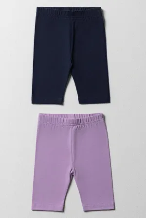 2 Pack Crop Leggings Navy & Lilac