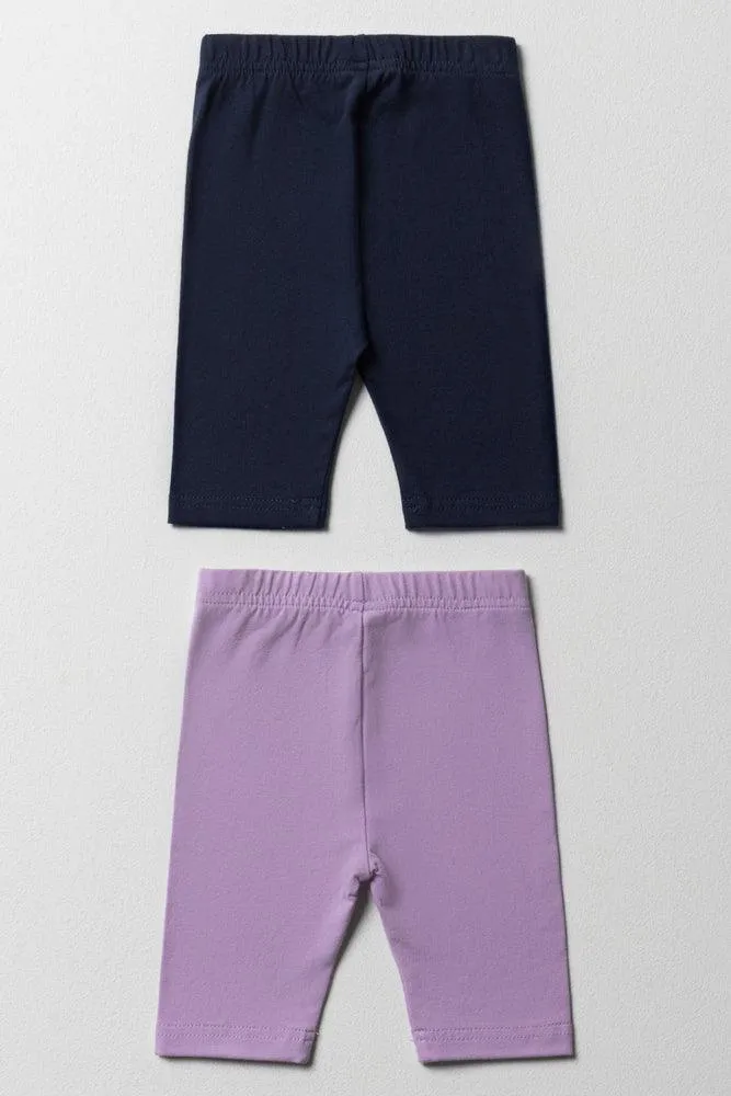 2 Pack Crop Leggings Navy & Lilac