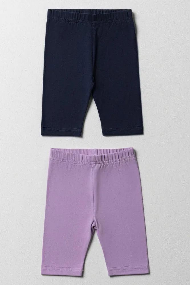 2 Pack Crop Leggings Navy & Lilac