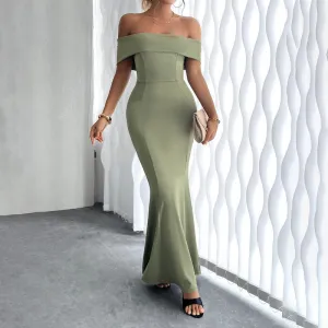 2025 Spring Solid Color High Waist Slim Evening Women's Dresses