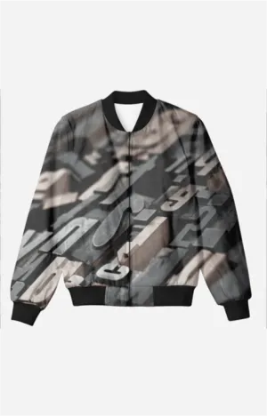 Alphabets - Unisex Printed Bomber Jacket with Pockets