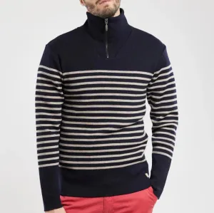 Armor Lux - Striped Trucker Jumper - Navy/Sand