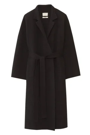 Black Melange Double Knit Trench