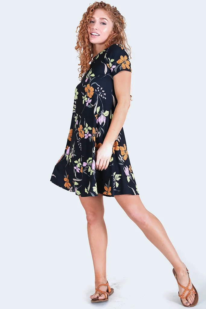 Blossom of Lilies Fit and Flare Dress with Pockets