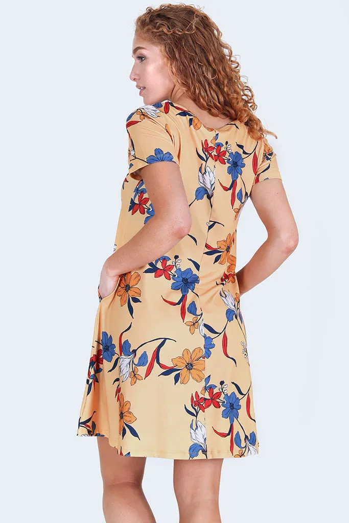 Blossom of Lilies Fit and Flare Dress with Pockets