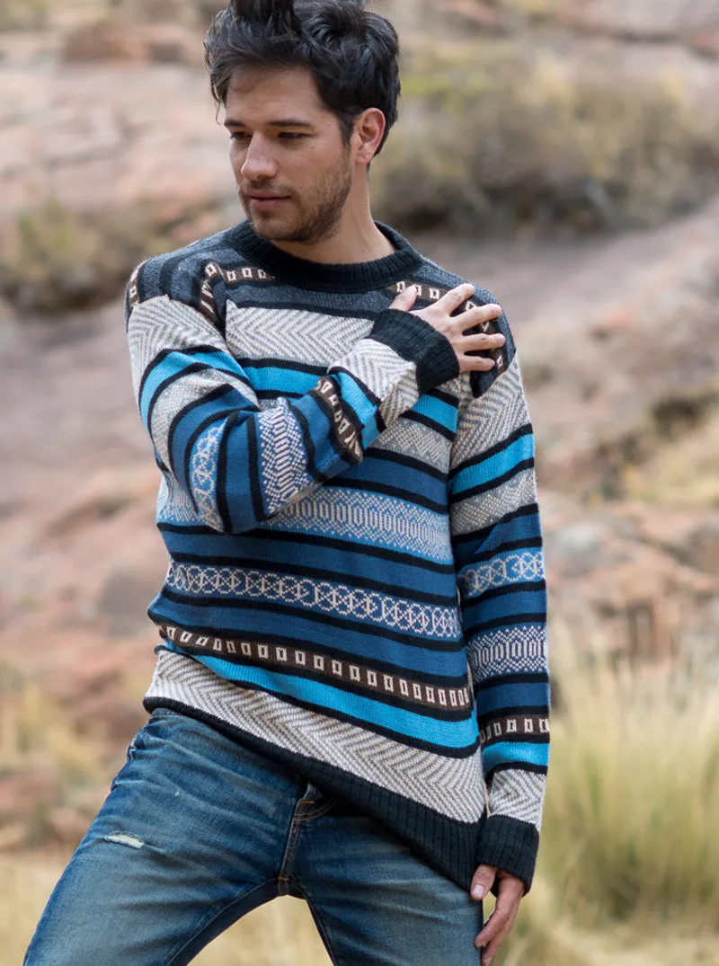 Blue Tones Alpaca Mens Sweater