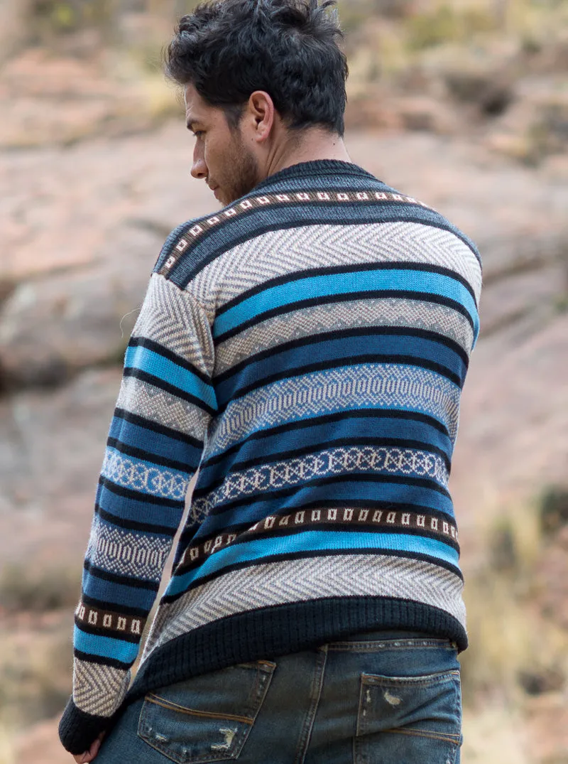 Blue Tones Alpaca Mens Sweater