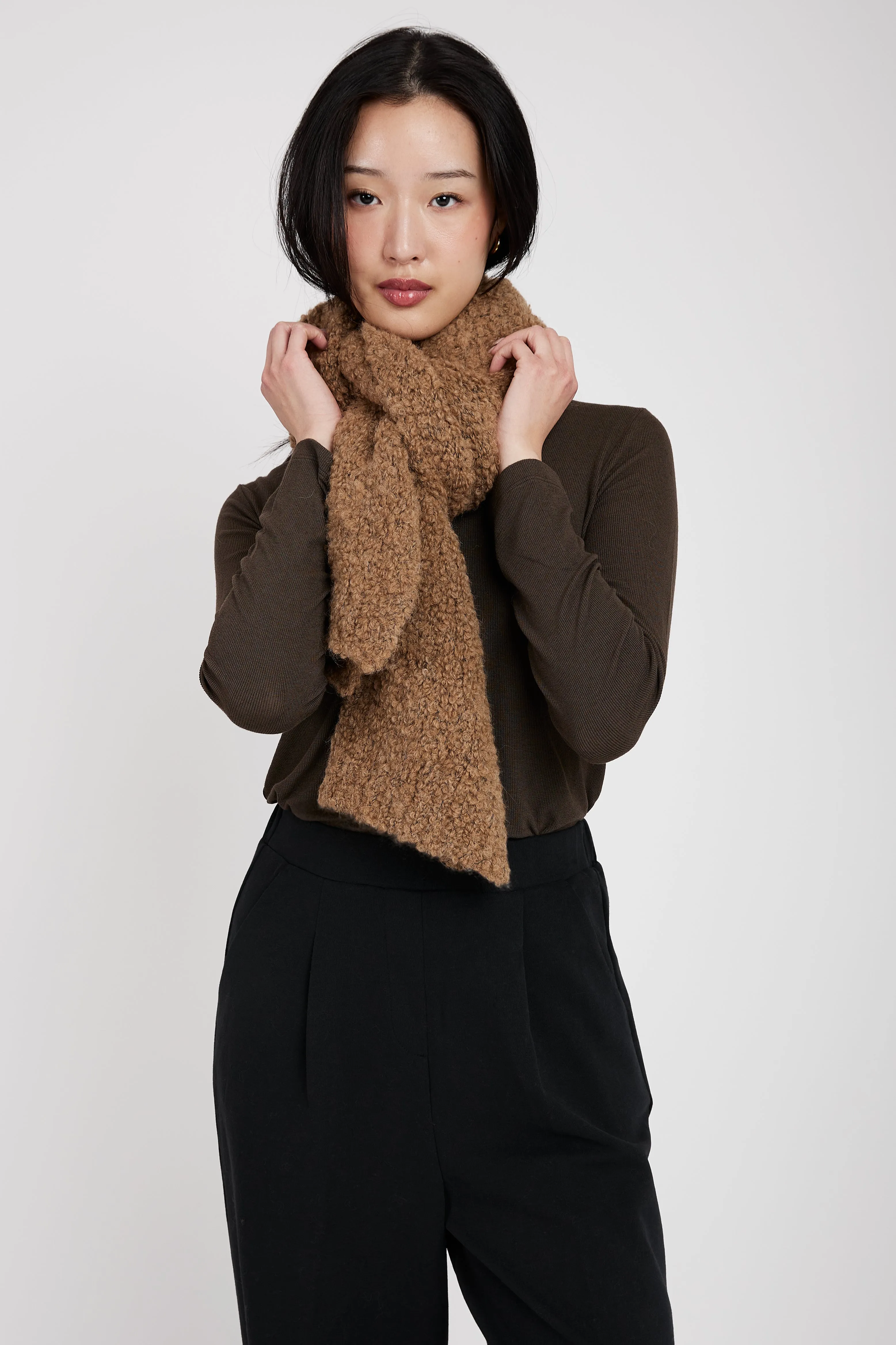 Bouclé Scarf in Camel