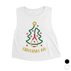 Christmas Medical Tree Womens Crop Top