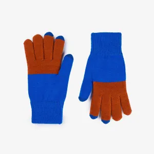 Cobalt Rust Colorblock Knit Touchscreen Gloves