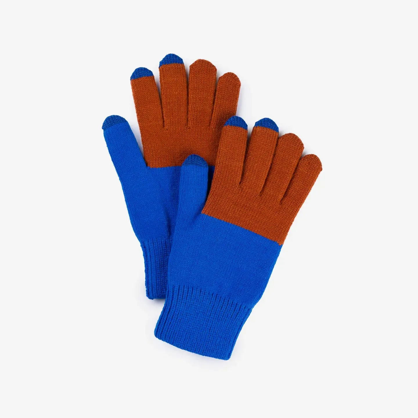 Cobalt Rust Colorblock Knit Touchscreen Gloves