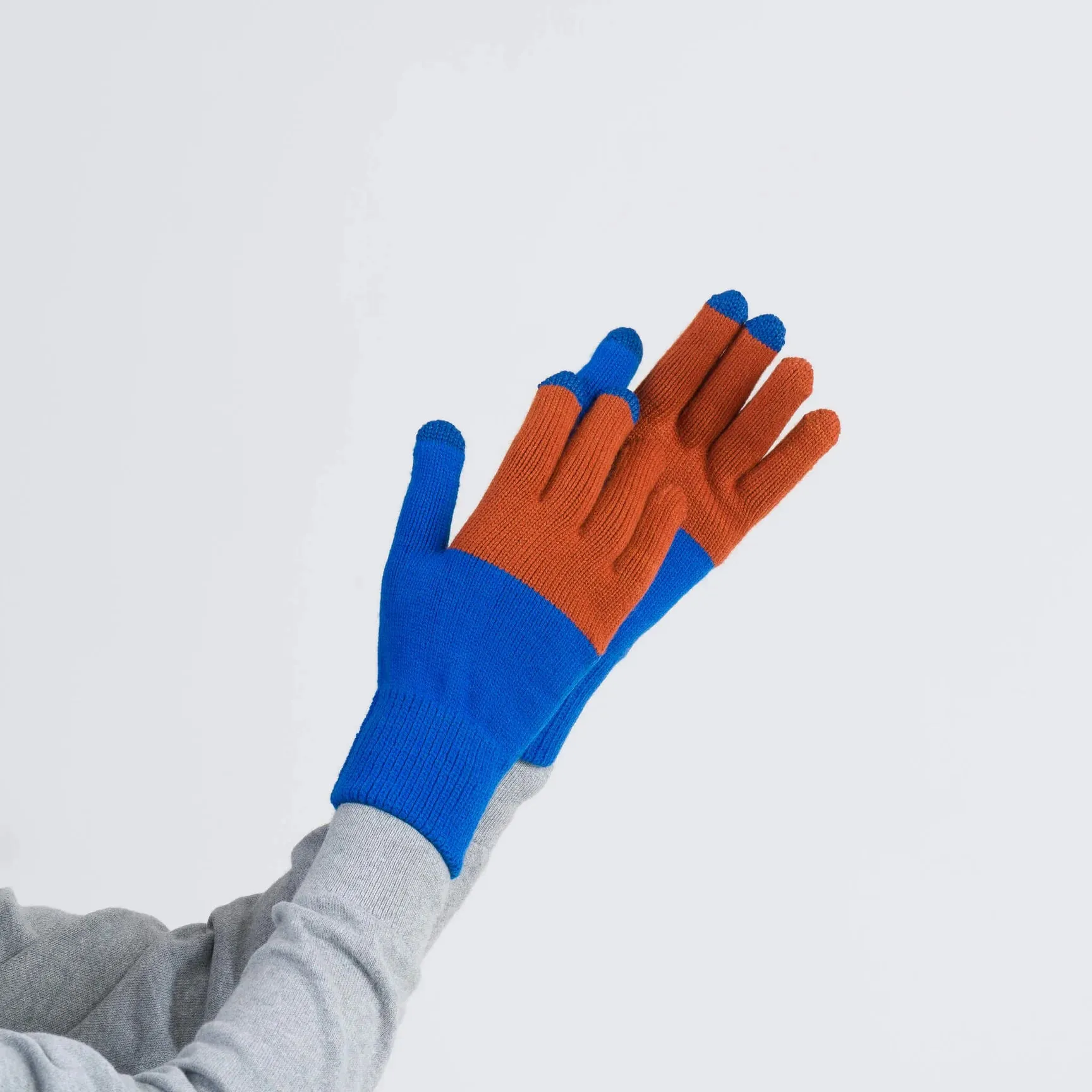 Cobalt Rust Colorblock Knit Touchscreen Gloves