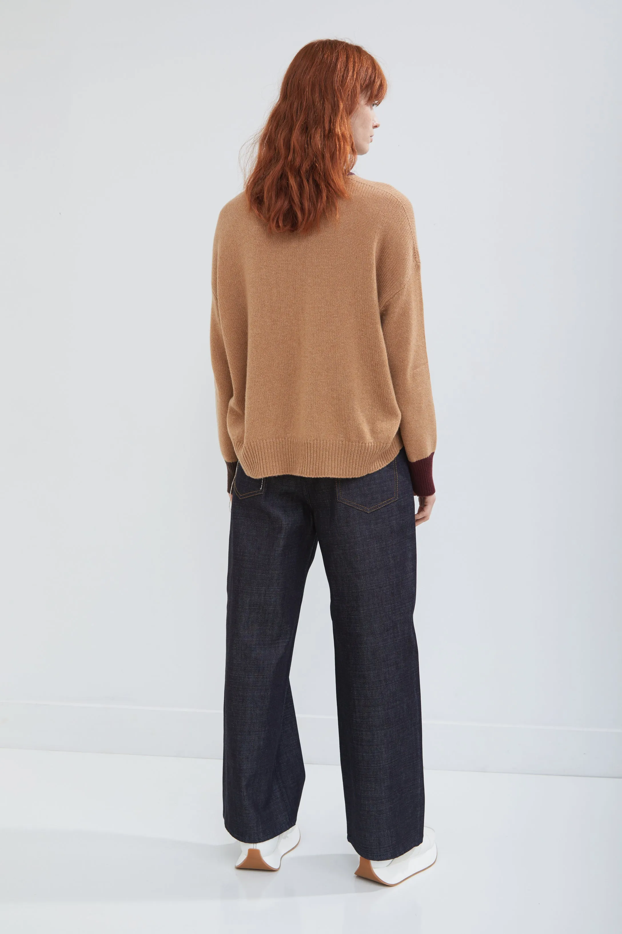 Color Block Cashmere Turtleneck Sweater