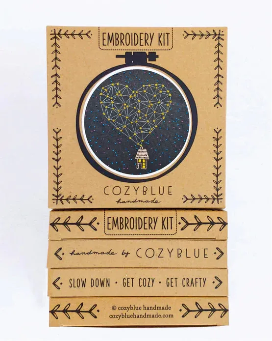 Cozy Blue Embroidery Kits, assorted designs