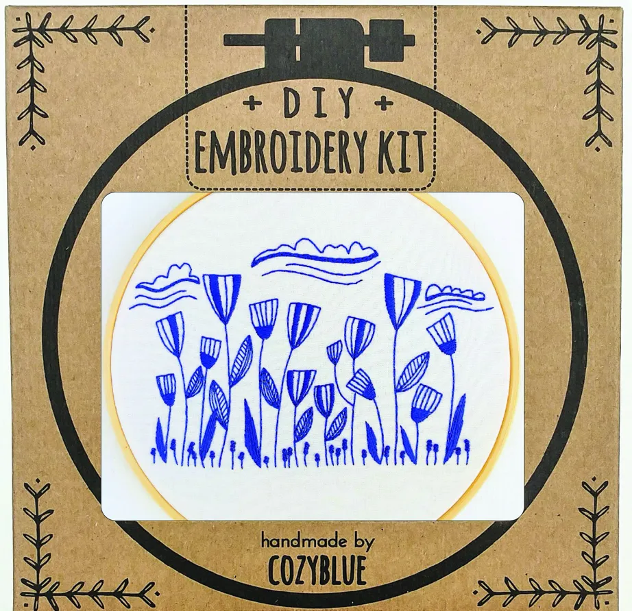 Cozy Blue Embroidery Kits, assorted designs