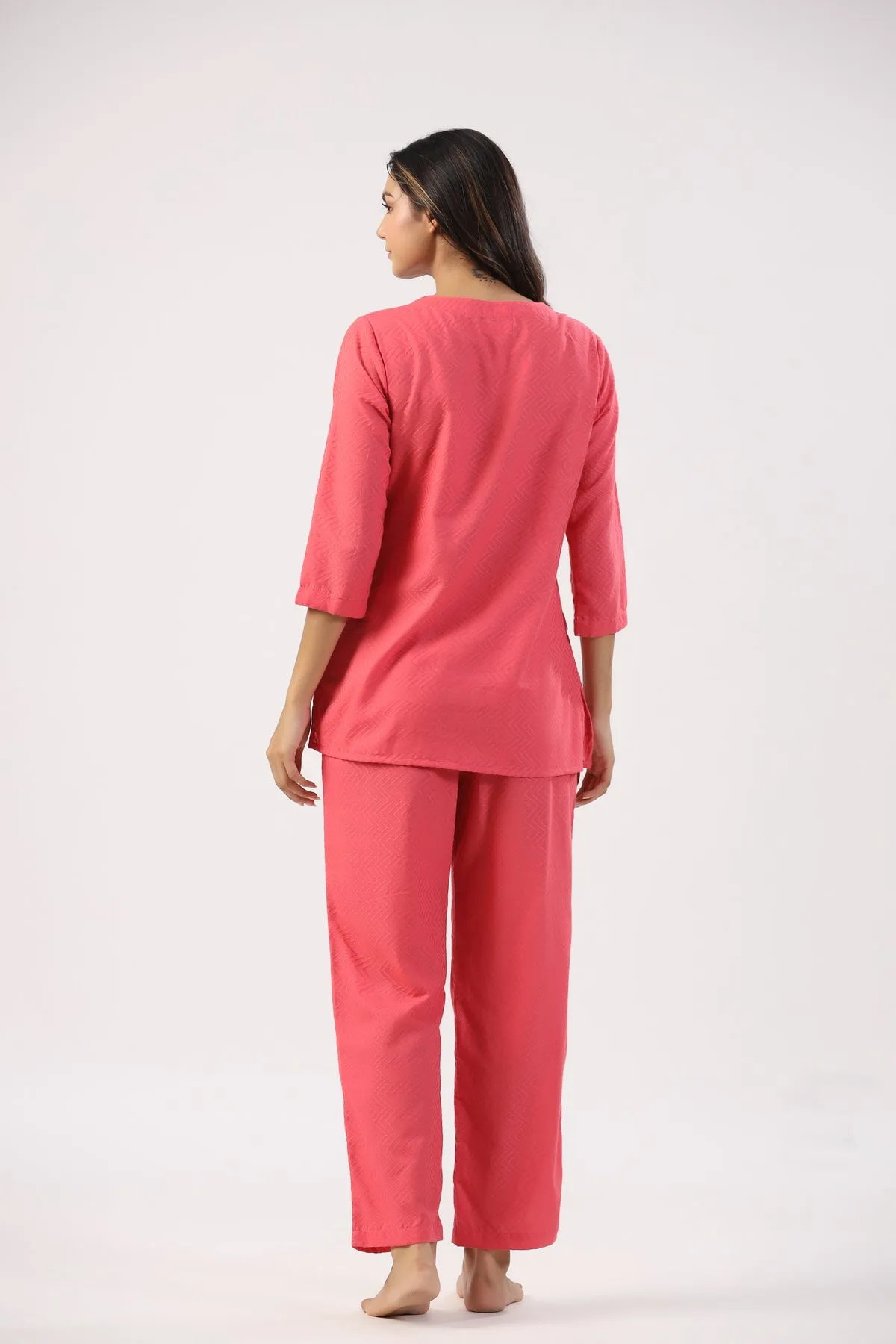 Cranberry Chic Cotton Loungewear Top Set