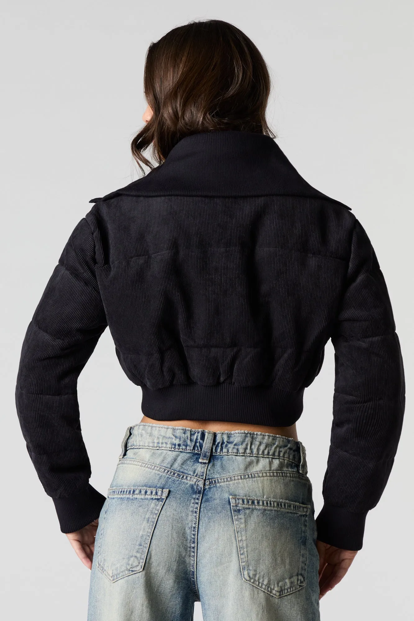 Cropped Corduroy Puffer Jacket