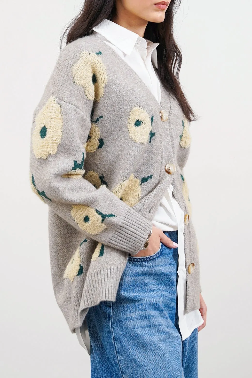 DAISIES JACQUARD CARDIGAN