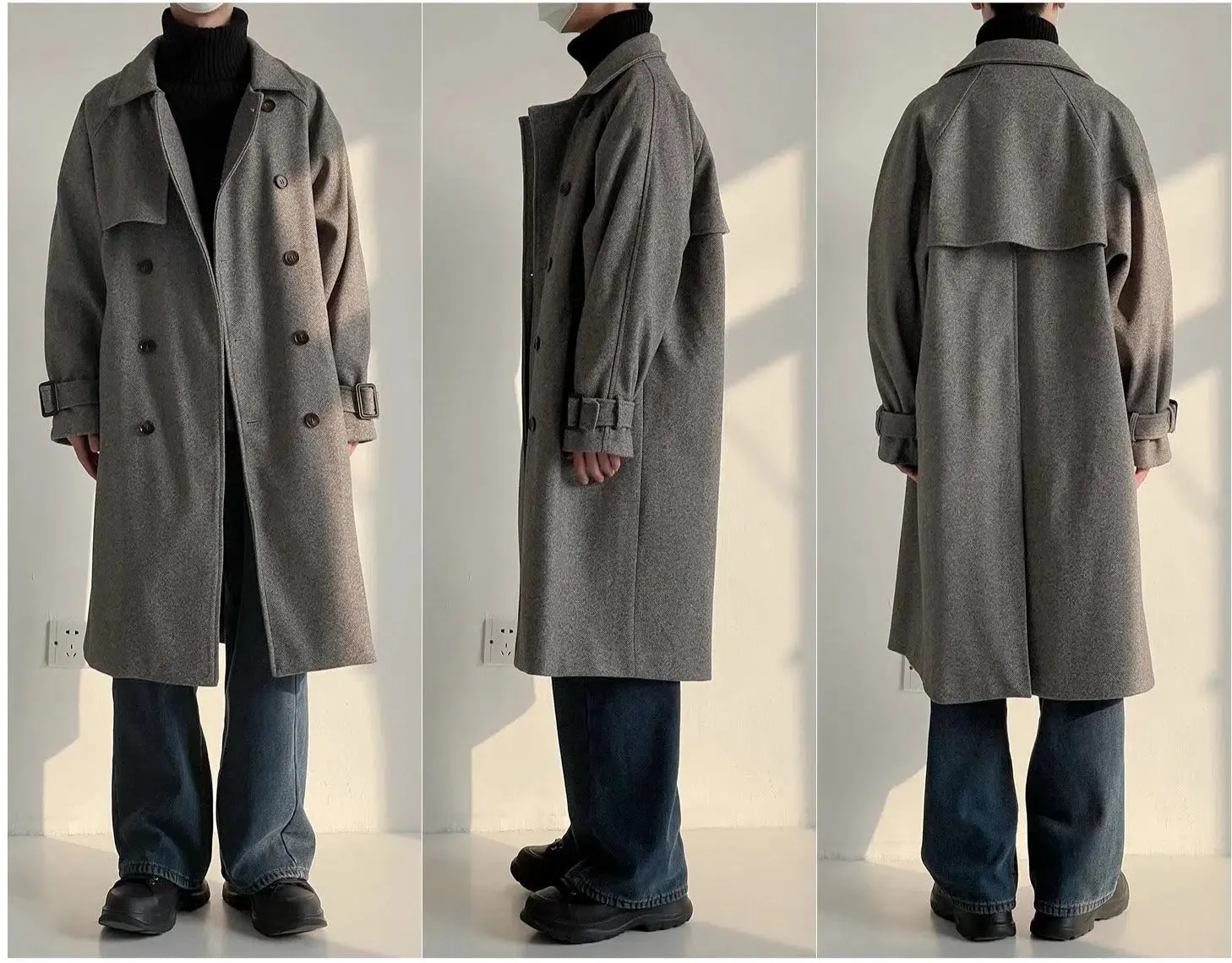 Double Breasted Woolen Trench Coat