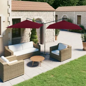 Double Parasol with Steel Pole Bordeaux Red 600x300 cm