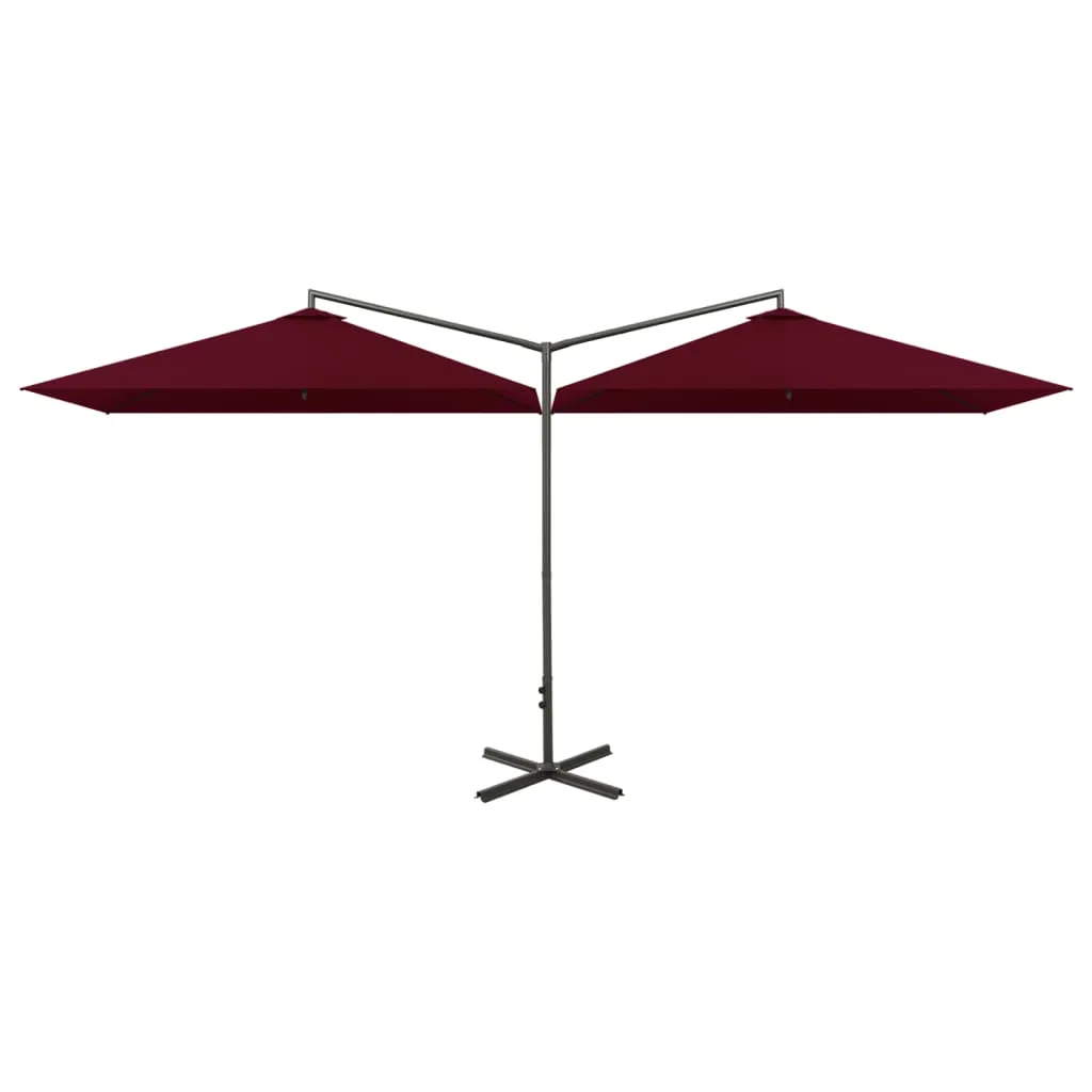 Double Parasol with Steel Pole Bordeaux Red 600x300 cm