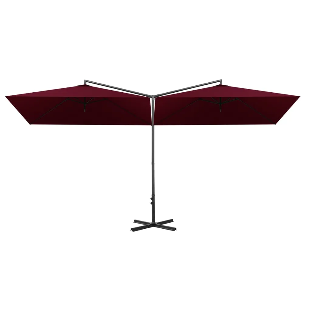 Double Parasol with Steel Pole Bordeaux Red 600x300 cm