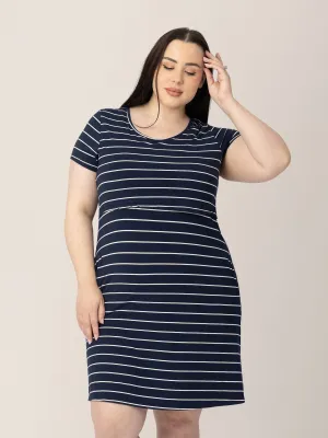 Eleanora Bamboo Maternity & Nursing Dress | Navy Stripe