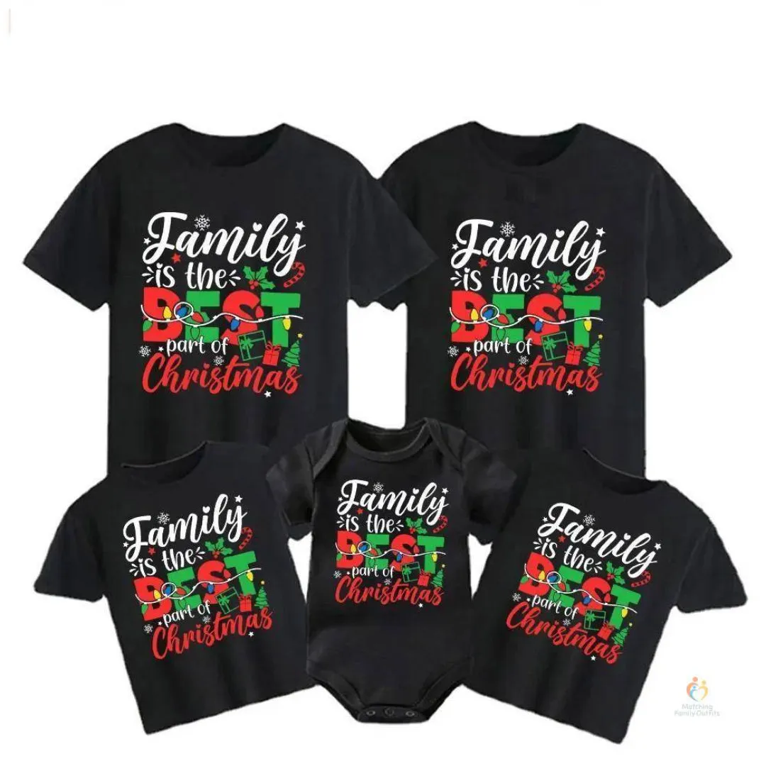 Family Is the Best Part Of Christmas Baby Romper - Black