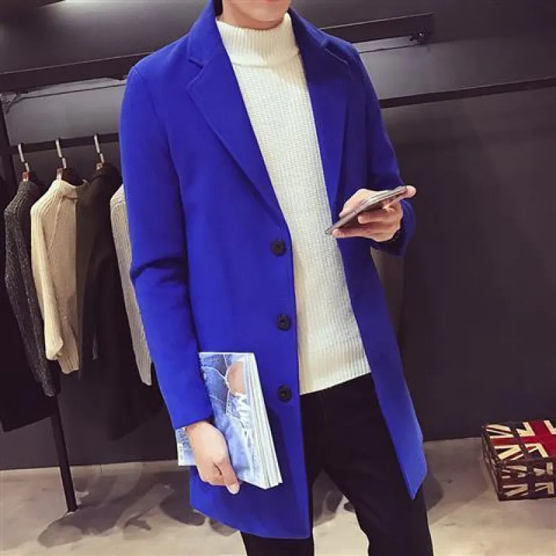 Fashion Men Wool &amp; Blends Mens Casual Business Trench Coat Mens Leisure Overcoat Male Punk Style Blends Dust Coats Jackets