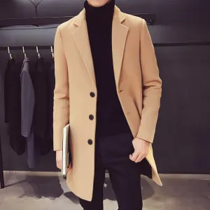 Fashion Men Wool &amp; Blends Mens Casual Business Trench Coat Mens Leisure Overcoat Male Punk Style Blends Dust Coats Jackets