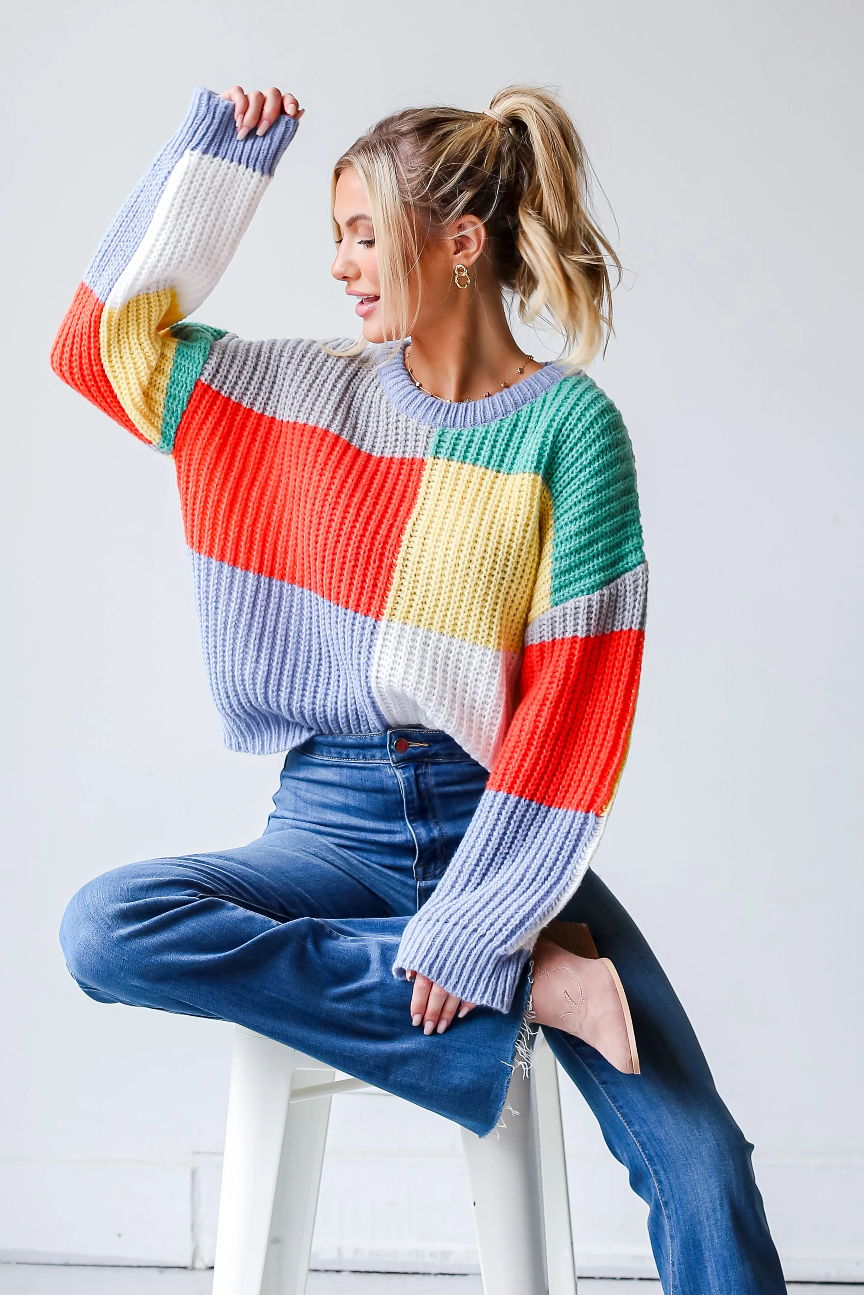 FINAL SALE - Caught Your Eye Color Block Sweater