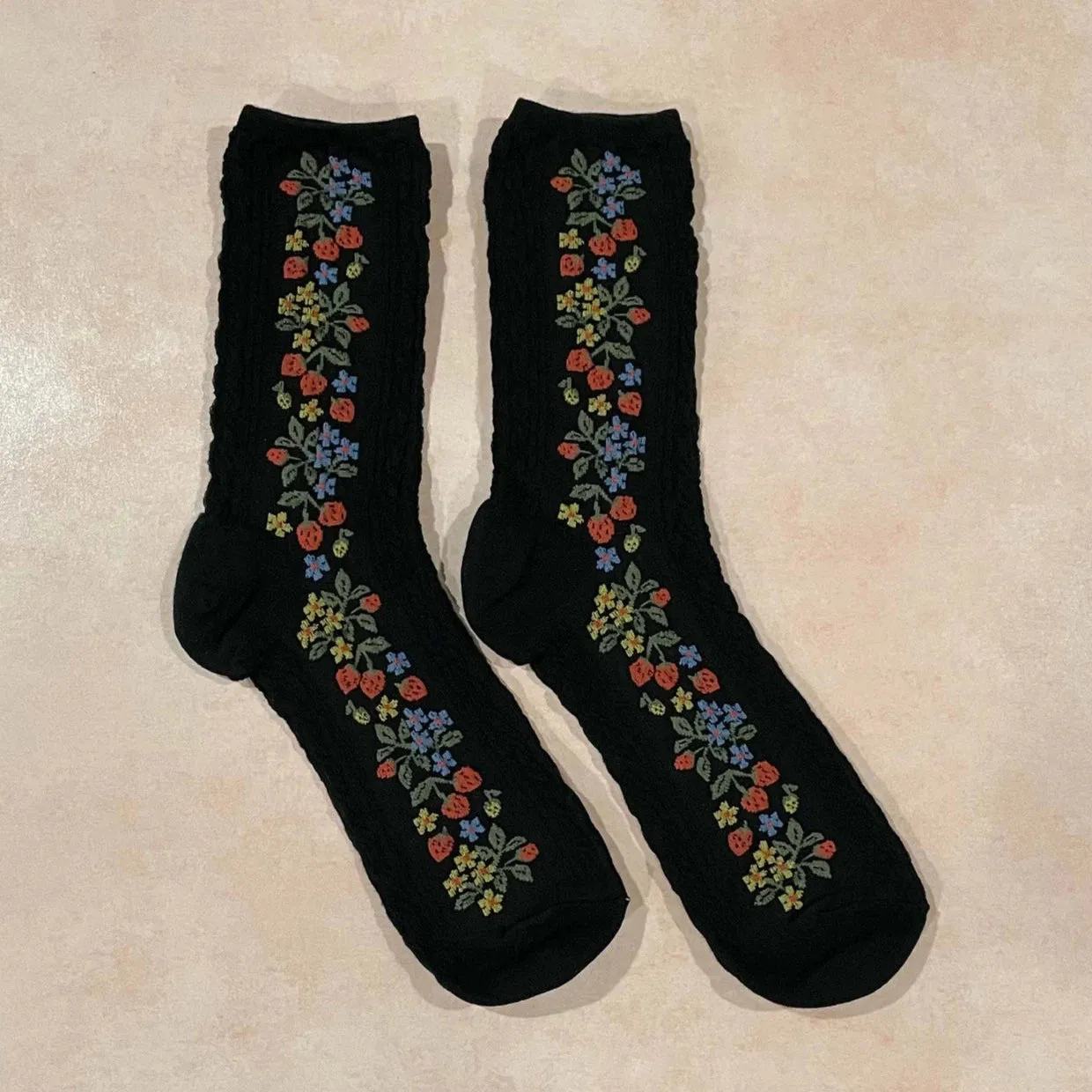 Floral Strawberry Socks