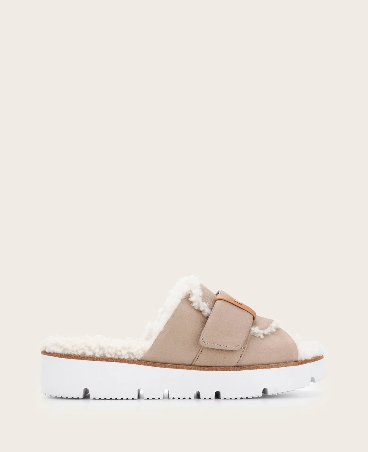 GENTLE SOULS - Lavern Leather Sherpa Platform Cozy Slide