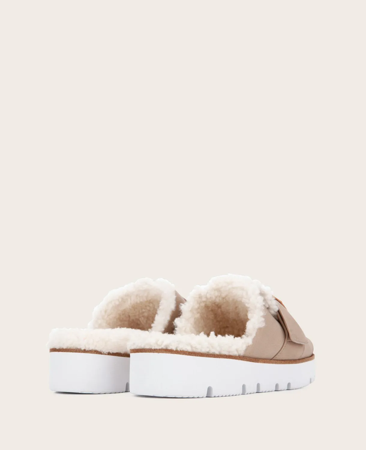 GENTLE SOULS - Lavern Leather Sherpa Platform Cozy Slide