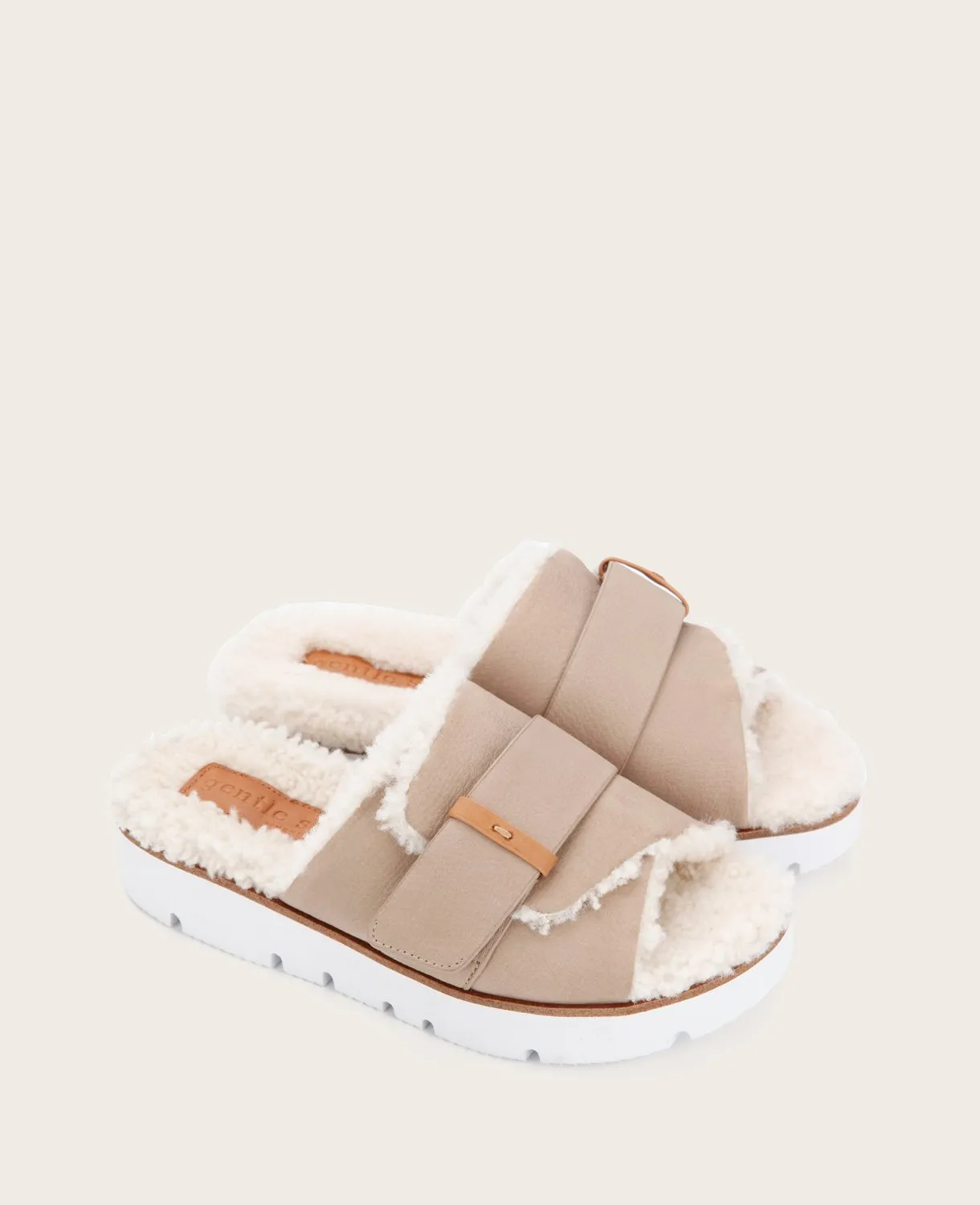 GENTLE SOULS - Lavern Leather Sherpa Platform Cozy Slide