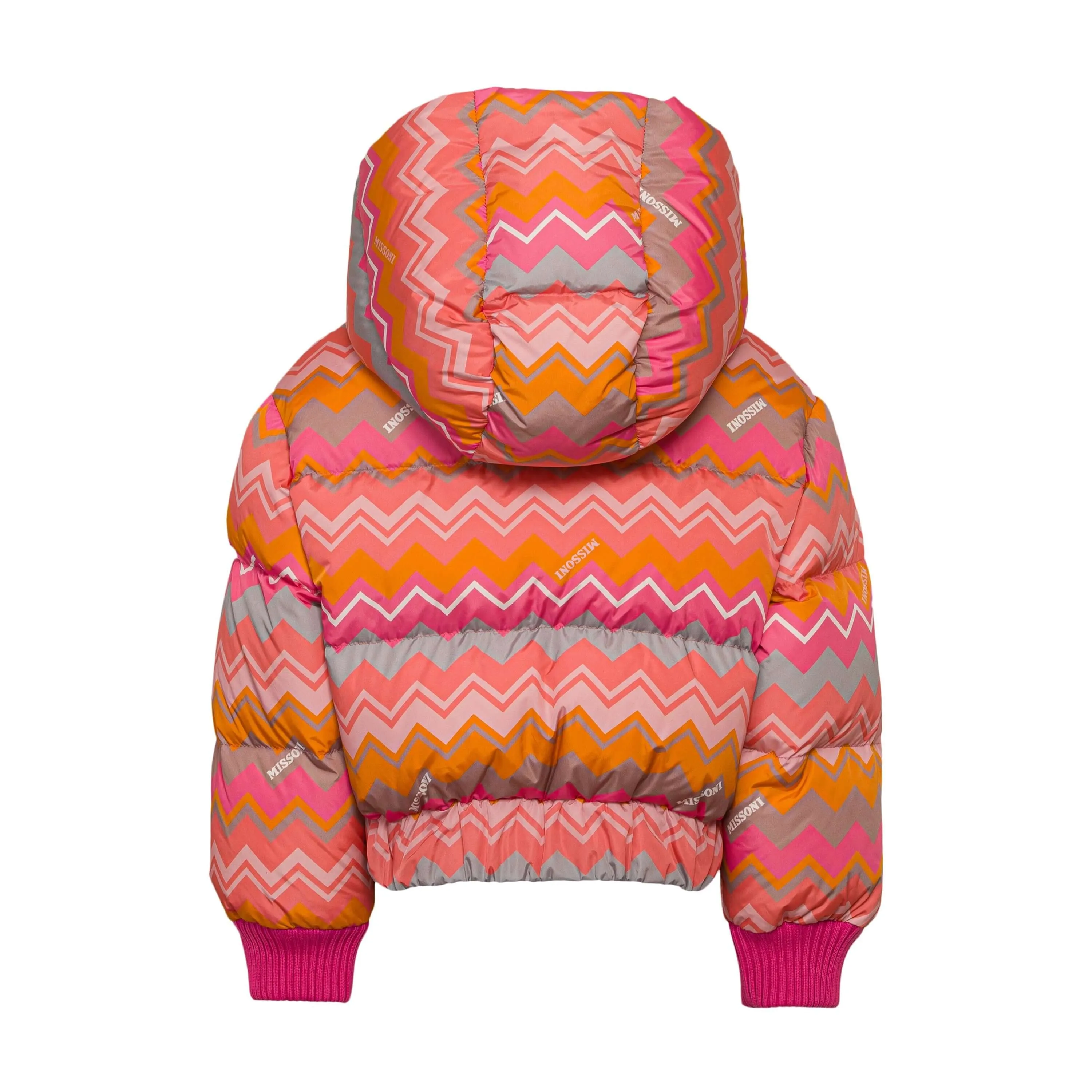 Girls Pink Zig Zag Puffer Coat