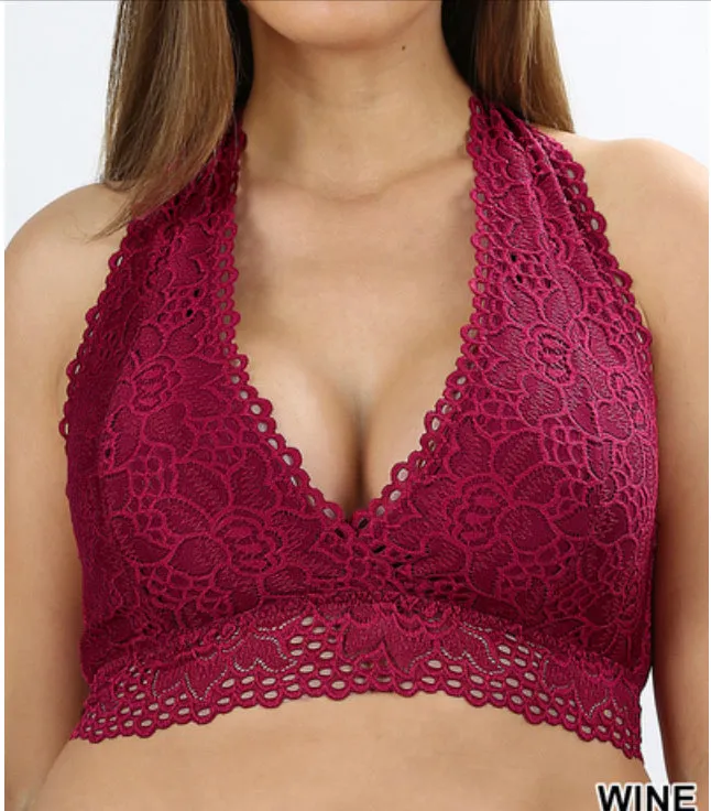 Halter Lace Stretch Bralette - Various colors