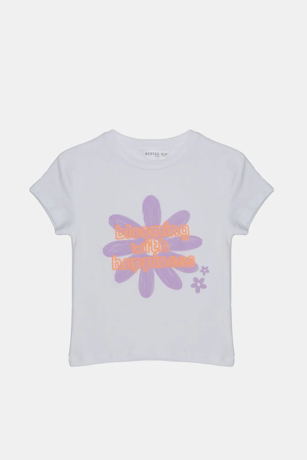 Infant Girls White Flower Print T-Shirt