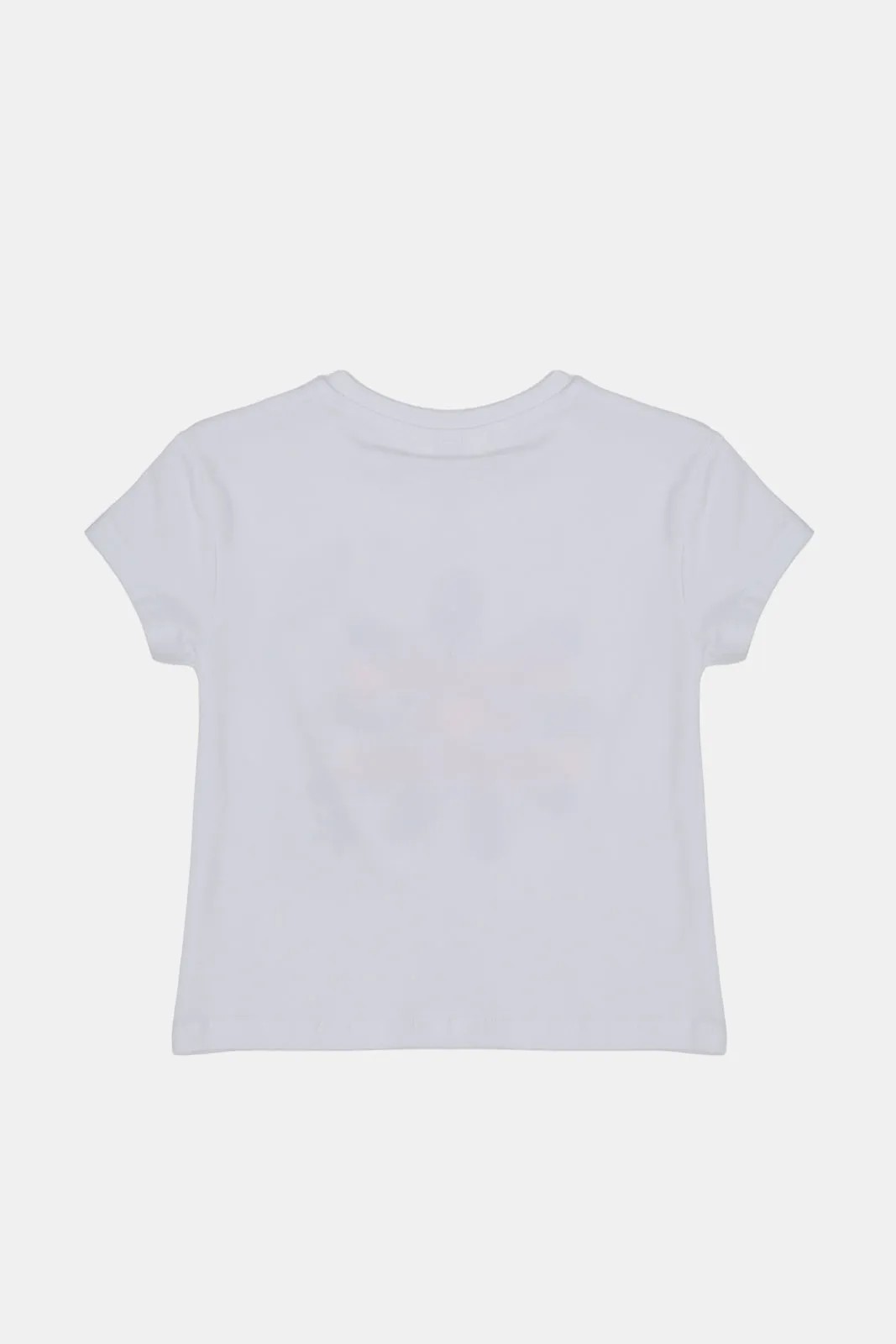 Infant Girls White Flower Print T-Shirt