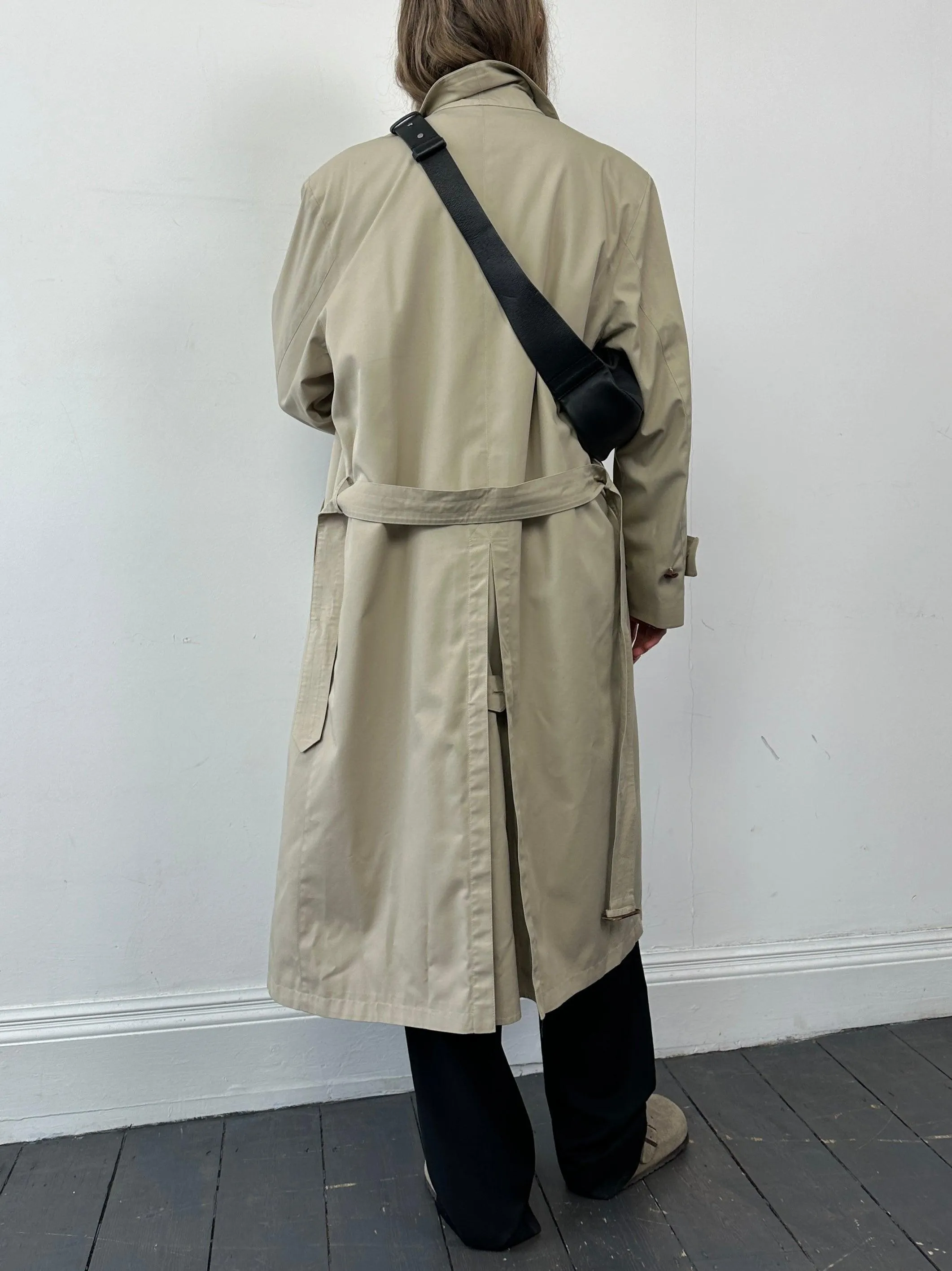 Italian Vintage Cotton Double Breasted Belted Trench Coat - XL