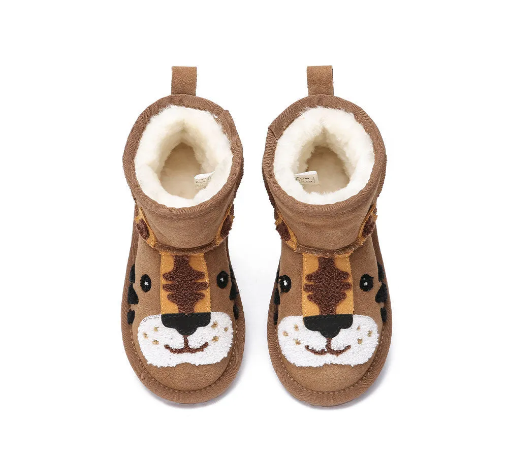 Kid Sheepskin Wool Boots Tiger Kids Plus