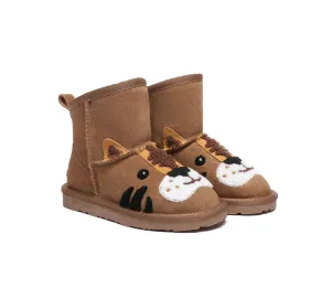 Kid Sheepskin Wool Boots Tiger Kids Plus