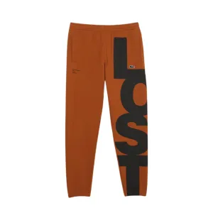 Lacoste Contrast Lettering Cotton Trackpants (Brown)