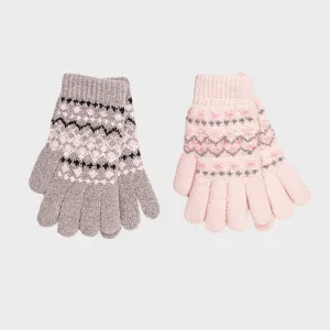 Ladies Fairisle Chenille Gloves