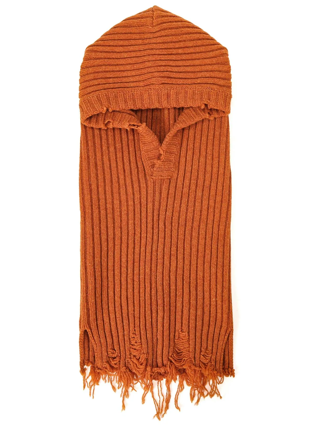 LAMB WOOL DAMAGED NECK WARMER W/ HOODIE