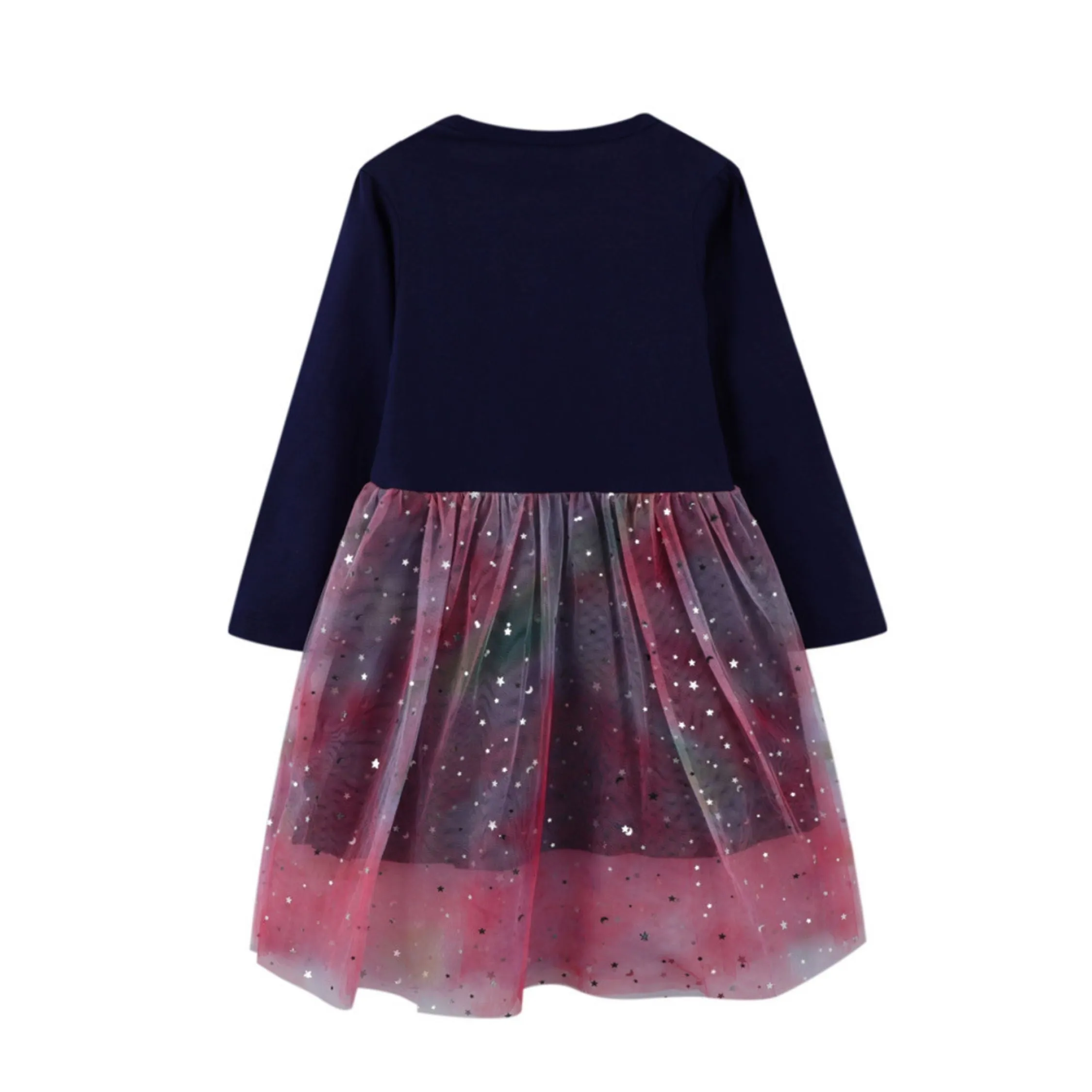 Magical Unicorn Sparkle Party Girl Dress ,Navy Blue