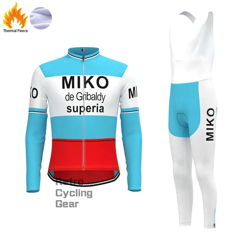 MIKO Blue Fleece Retro Cycling Kits