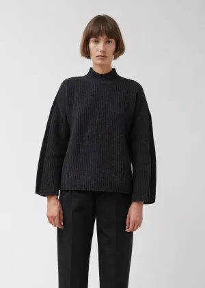 Mockneck Felted Wool Rib Sweater