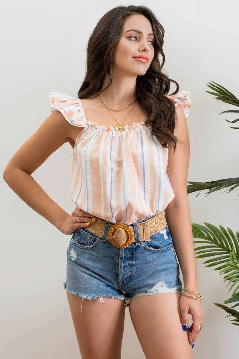 MULTI VERTICALLY STRIPED TOP