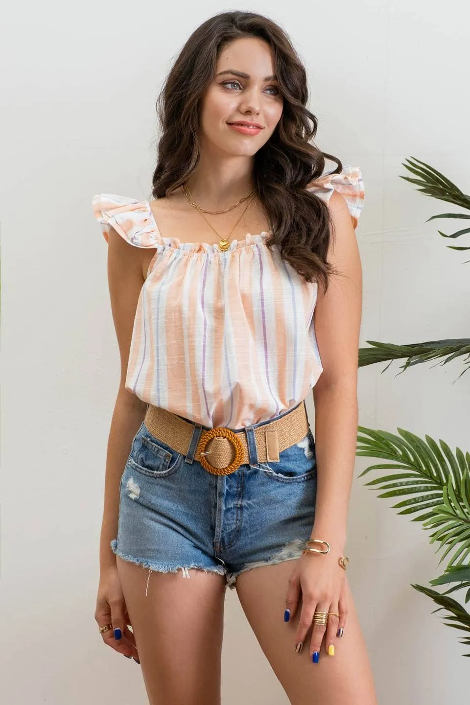 MULTI VERTICALLY STRIPED TOP